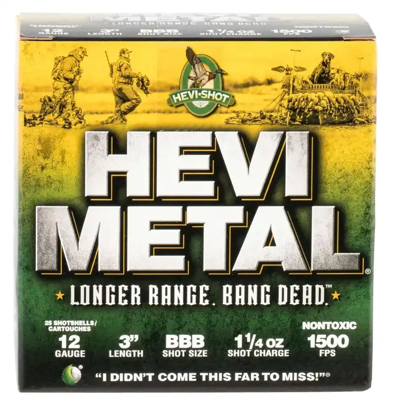 Hevishot 38008 Hevi-Metal Longer Range 12 Gauge 3 1 1/4 oz BBB Shot 25 Round Box