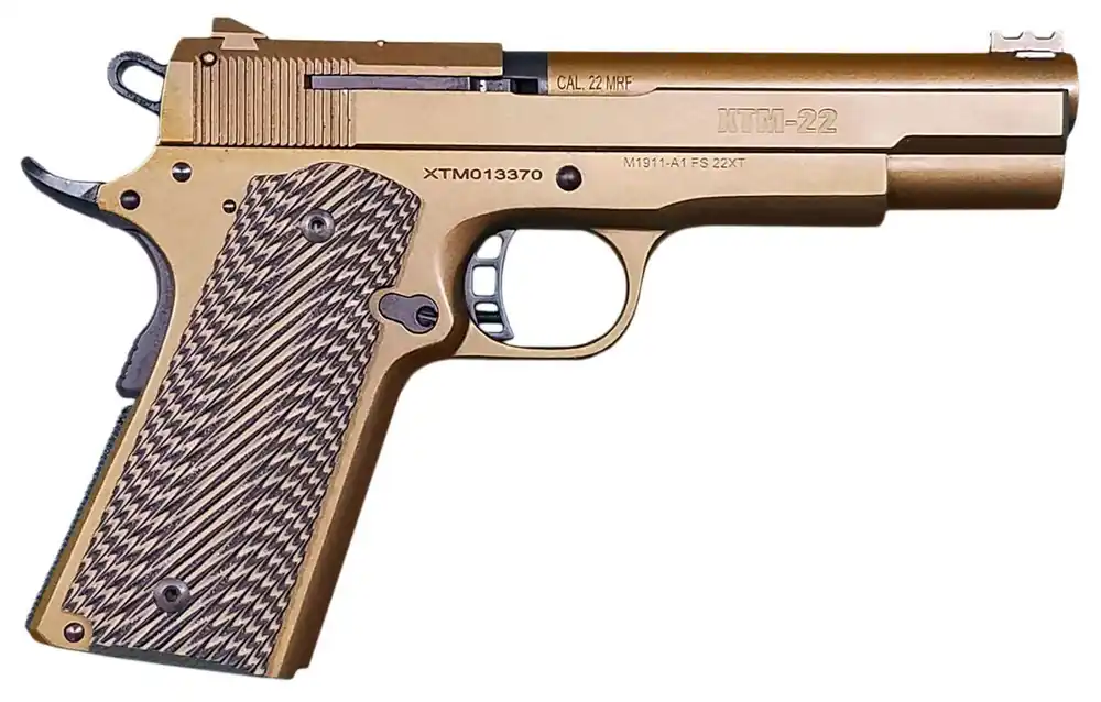 Rock Island 56792 XT22 Magnum 22 Mag 5" 14+1 Burnt Bronze Cerakote Steel Sldie Brown G10 w/Cross Hatch Grip