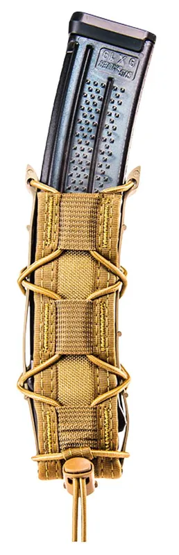 High Speed Gear 13EX10CB TACO Extended Pistol Belt Mount Single Magazine Pouch Coyote Brown Nylon w/Polymer Divider