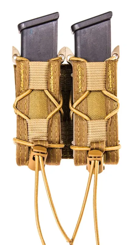 High Speed Gear 13PT12CB TACO Double Pistol Belt Mount Magazine Pouch Coyote Brown Nylon w/Polymer Divider