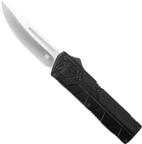 Cobra Tec Knives BCTLWDNS Lightweight 3.25" Drop Point Plain D2 Steel Black Aluminum Handle OTF