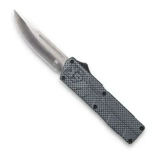 Cobra Tec Knives CFCTLWDNS Lightweight 3.25" Drop Point Plain D2 Steel Carbon Fiber Aluminum Handle OTF