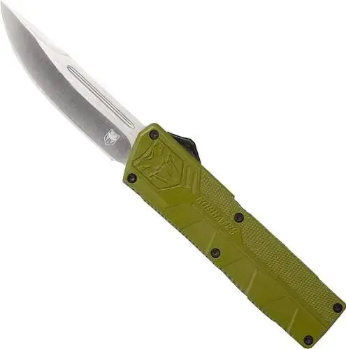 Cobra Tec Knives ODCTLWDNS Lightweight 3.25" Drop Point Plain OD Green Aluminum Handle OTF