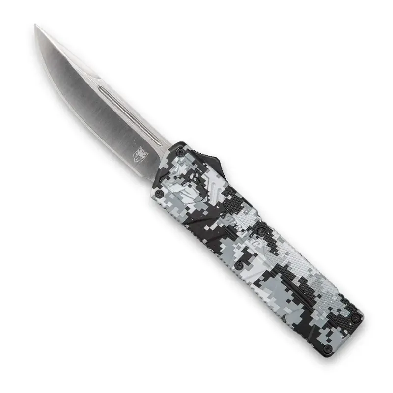 Cobra Tec Knives WDCCTLWDNS Lightweight 3.25" Drop Point Plain D2 Steel Winter Digi Camo Aluminum Handle OTF