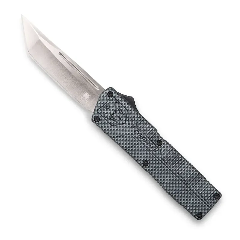 Cobra Tec Knives CFCTLWTNS Lightweight 3.25" Tanto Plain D2 Steel Carbon Fiber Aluminum Handle OTF