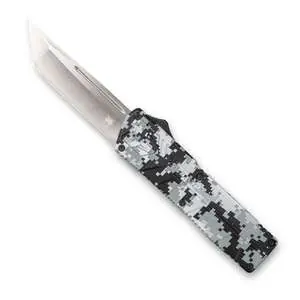 Cobra Tec Knives WDCCTLETNS Lightweight 3.25" Tanto Plain D2 Steel Winter Digi Camo Aluminum Handle OTF
