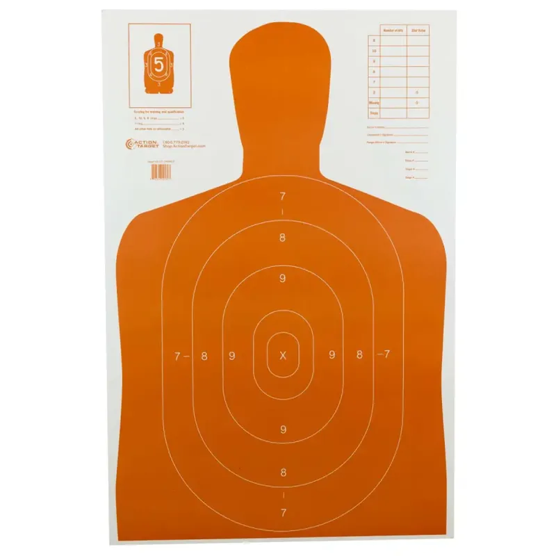 Action Target B-27ERED-100 B-27E Economy Silhouette Hanging Paper Target 23" x 35" 100 Per Box