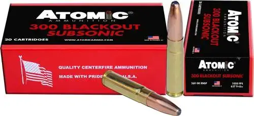 Atomic 00478 Rifle Subsonic 300 Blackout 260 gr Round Nose Soft Point Boat Tail (RNSPBT) 20 Round Box