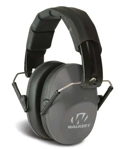 Walkers GWPFPM1GY Pro Low Profile Polymer 22 dB Over the Head Gray Ear Cups w/Black Band
