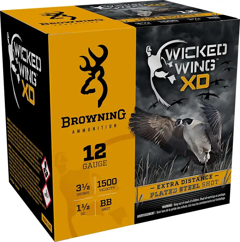 Browning Ammo B193411240 BXD Waterfowl 12 Gauge 3.5 1 1/2 oz BB Shot 25 Round Box