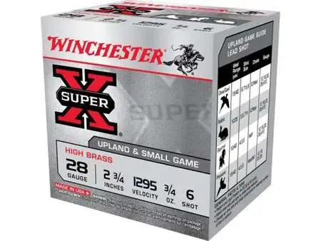 Winchester Ammo X286 Super-X High Brass 28 Gauge 2.75 3/4 oz 6 Shot 25 Round Box