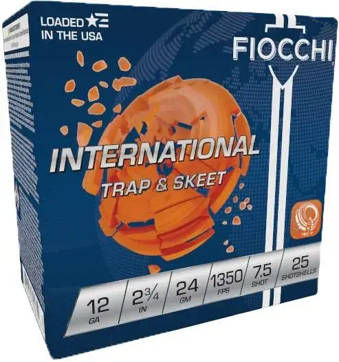 Fiocchi 12IN2475 Exacta Target International 12 Gauge 2.75 24 GM 7.5 Shot 25 Round Box