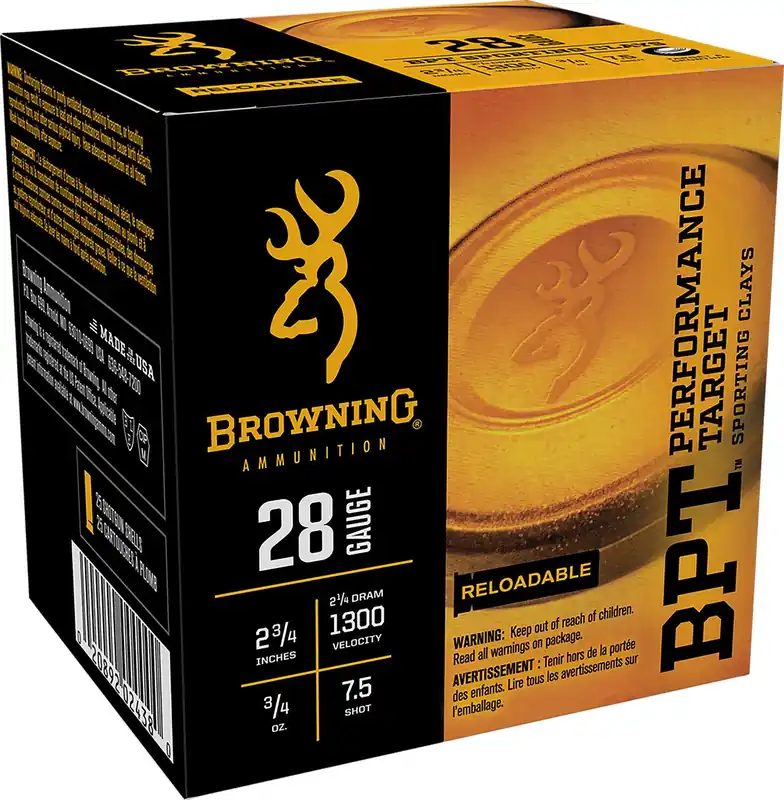 Browning Ammo B193632827 BPT 28 Gauge 2.75 3/4 oz 7.5 Shot 25 Round Box