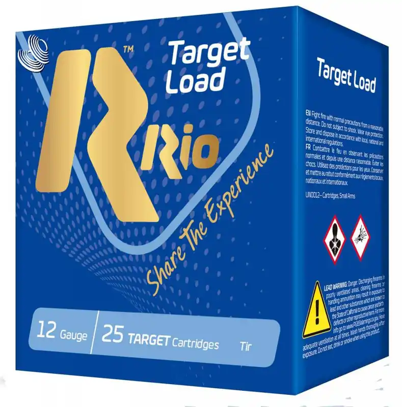 RIO AMMUNITION TLT3275 Target Load Trap Light Handicap 12 Gauge 2.75 1-1/8 oz 7.5 Shot 25 Round Box