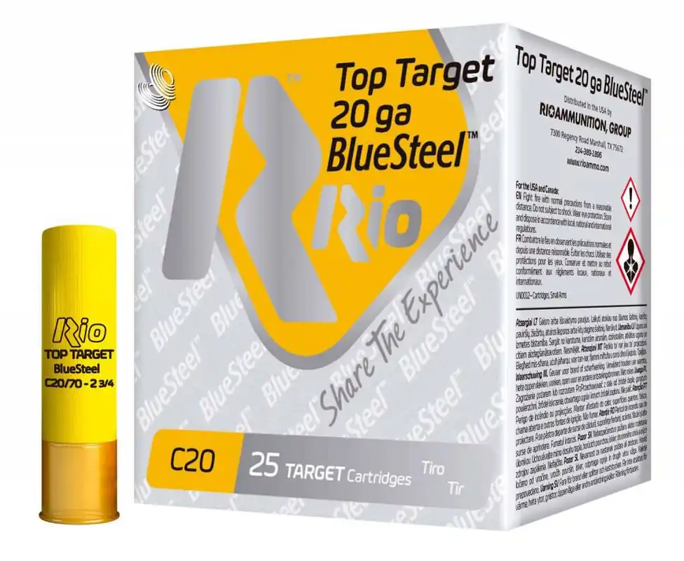 RIO AMMUNITION TTBS207 Top Target BlueSteel 20 Gauge 2.75 7/8 oz 7 Shot 25 Round Box