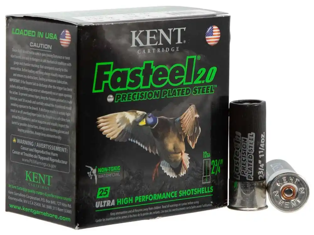 Kent Cartridge K122FS362 Fasteel 2.0 12 Gauge 2.75 1-1/4 oz 2 Shot 25 Round Box