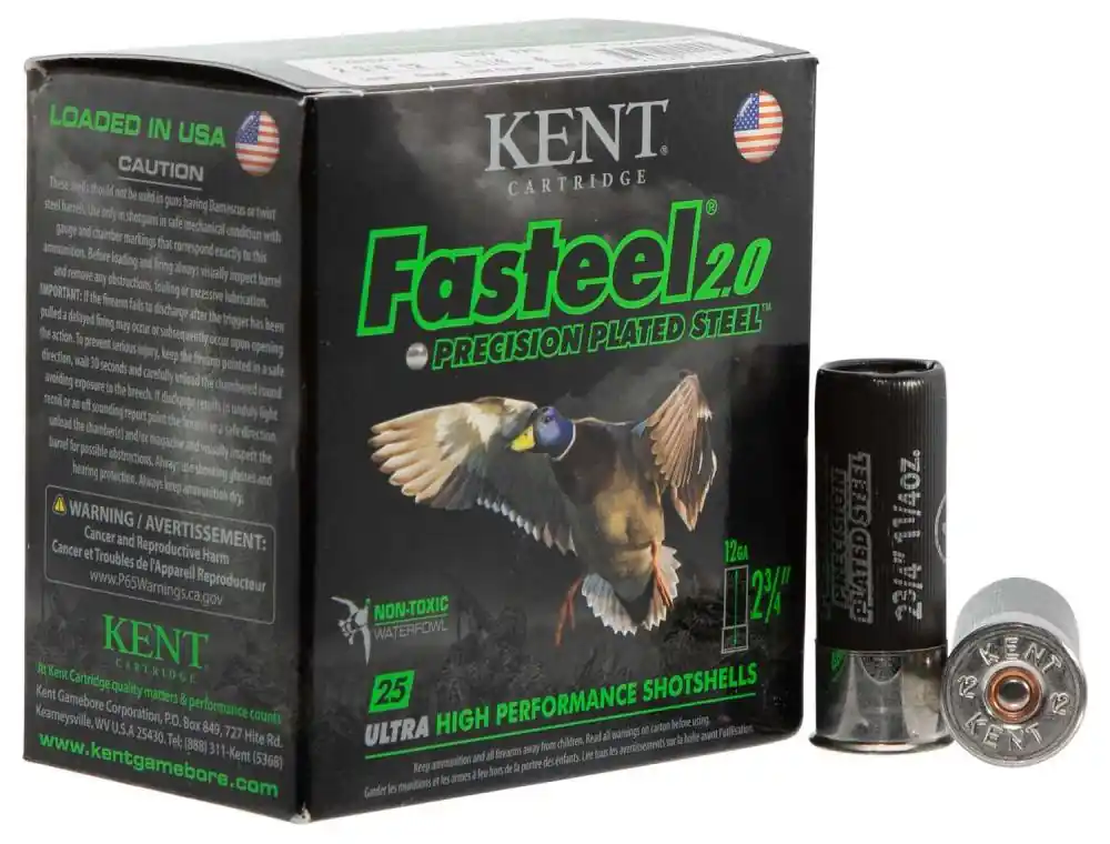 Kent Cartridge K122FS364 Fasteel 2.0 12 Gauge 2.75 1-1/4 oz 4 Shot 25 Round Box