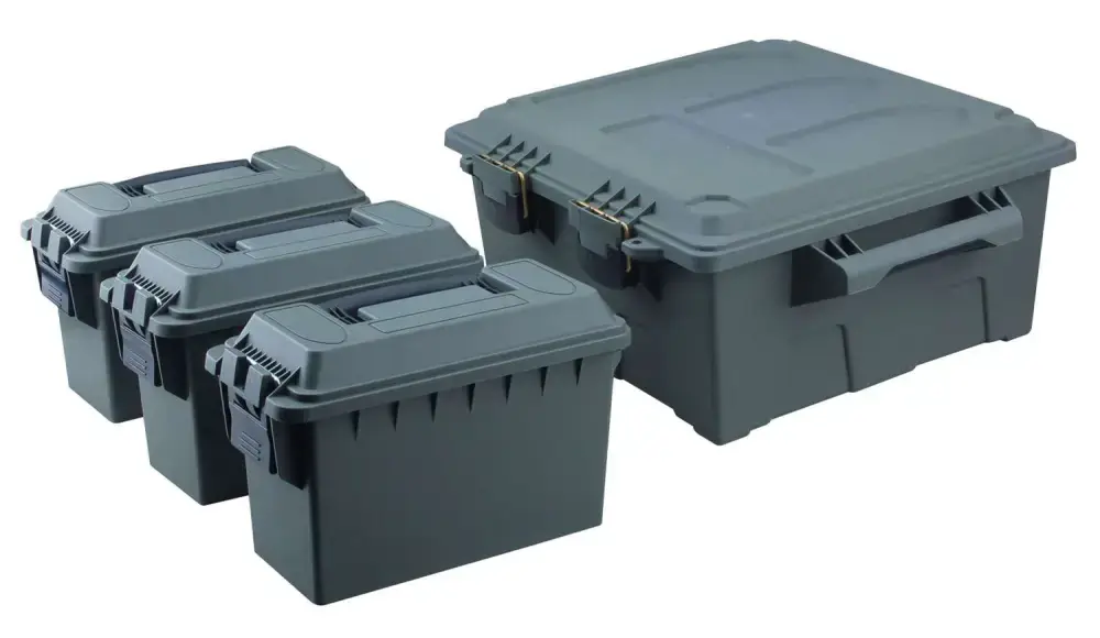 Reliant 10134 4-Piece Ammo Box 30 Cal 3 Ammo Box, 1 Ammo Crate Green Plastic (Empty Boxes)